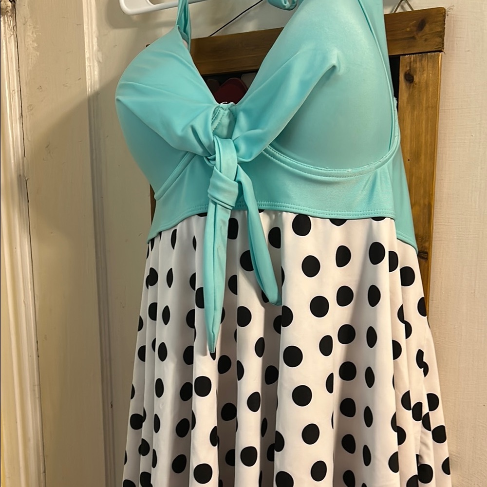 Aqua and Polka Dot Dress